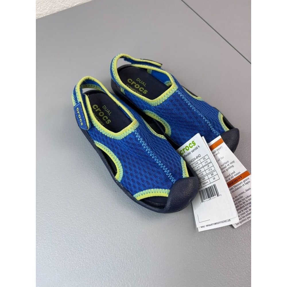 Crocs youth 10c blue swiftwater sandal K childrens water shoes mesh closed‎ toe - Picture 2 of 5